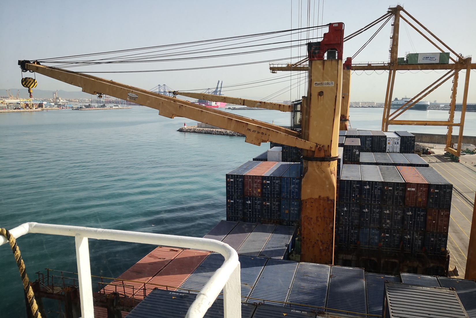 Container ship during ISM, ISPS and MLC internal audit in Valencia