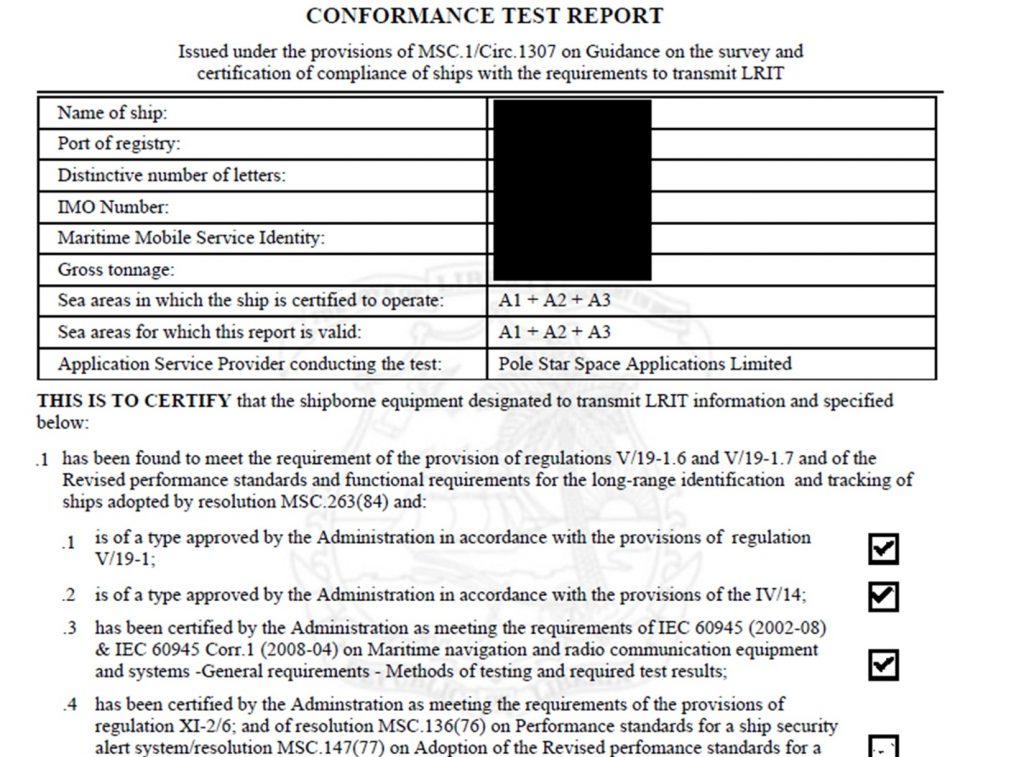 marine surveyor spain ship inspector LRIT conformance test report marine surveyor spain ship inspector LRIT conformance test report