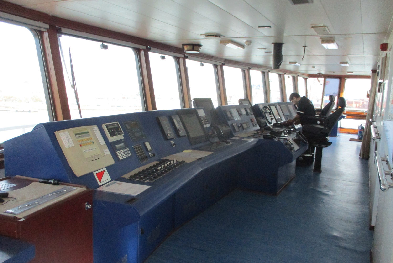 Vessel bridge inspected during marine casualty investigation